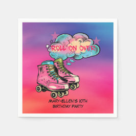 Rolon Over Roller Skate Girl Birthday Party Serviette