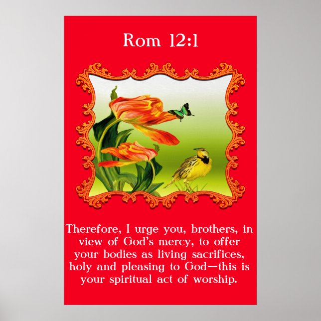 Rom 12:1 Gelber und schwarzer Kanarienvogel Poster (Vorne)