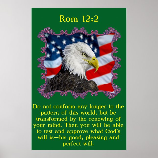 Rom 12:2 mit einem Adler vor einer amerikanischen  Poster (Vorne)