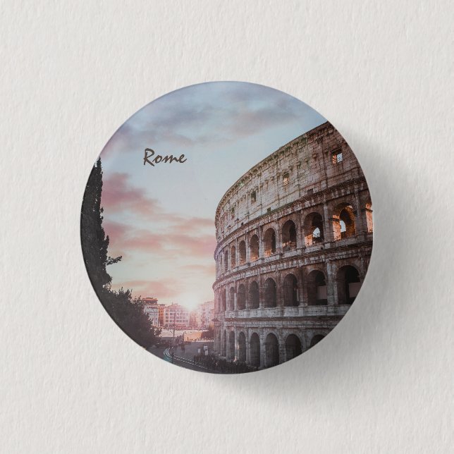 Rom Antike Architektur Sonnenuntergang Stadt Button (Vorderseite)