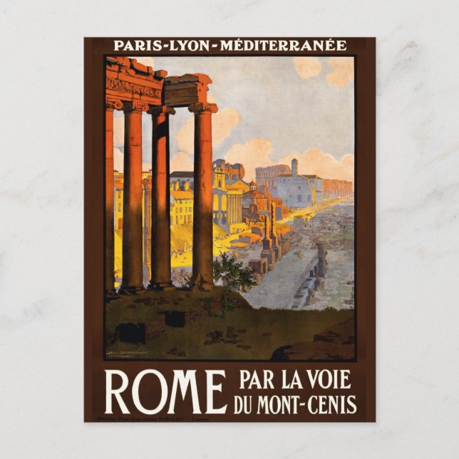 Rom bei Dawn Par La Voie Travel Poster 1920 Postkarte (Vorderseite)