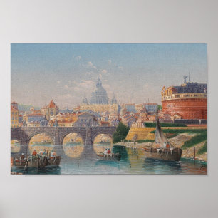 Rom, Blick auf Castel Sant’angelo Poster