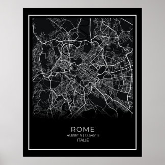 Rom City Map - Rom Black Map Poster