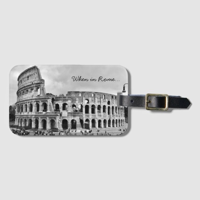 Rom Colosseum "wenn in Rom" B&W Gepäckanhänger (Vorderseite (Horizontal))