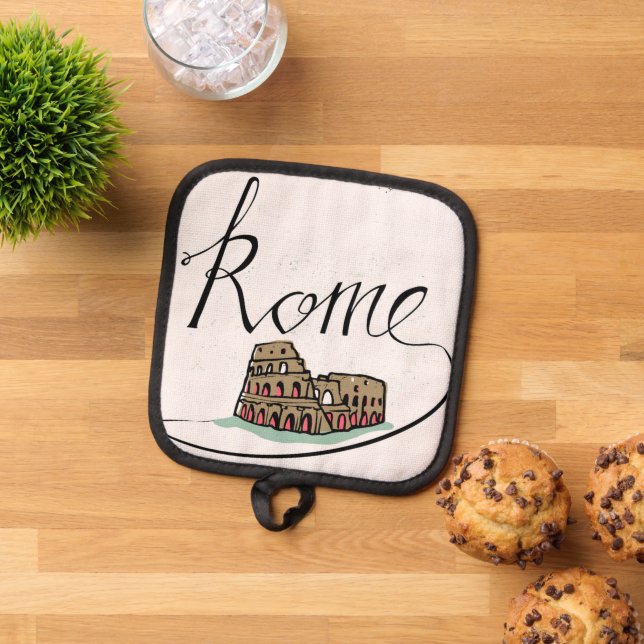 Rom Handschrift Design Topflappen (Oben Unten)