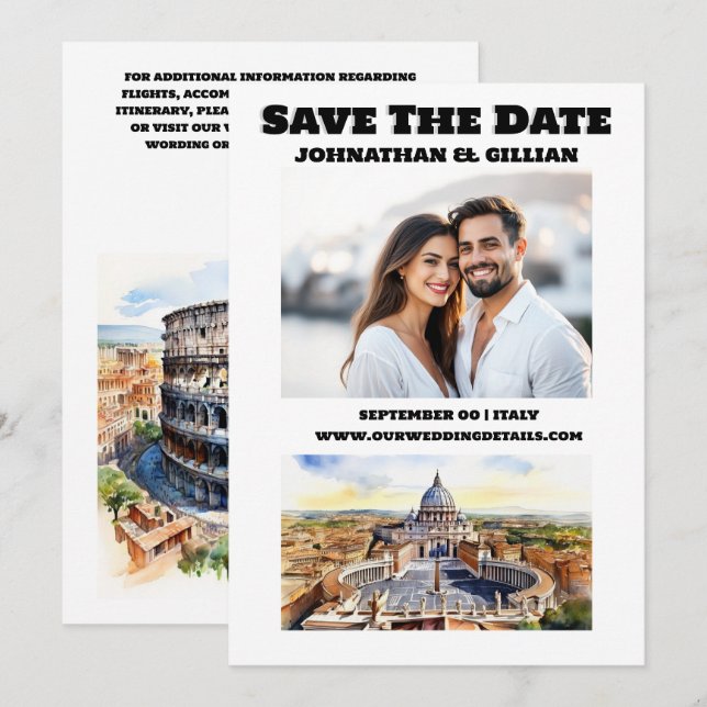 Rom Hochzeitswasserattraktionen Foto Save The Date (Vorne/Hinten)