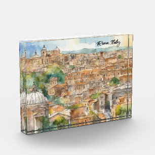 Rom Italien Aquarellmalerei Panoramaaussicht Fotoblock