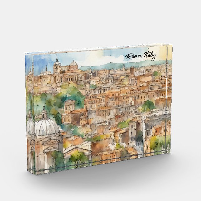 Rom Italien Aquarellmalerei Panoramaaussicht Fotoblock (Links)