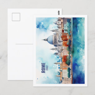 Rom Italien Berühmter Reiseort Wasserfarbe Postkarte
