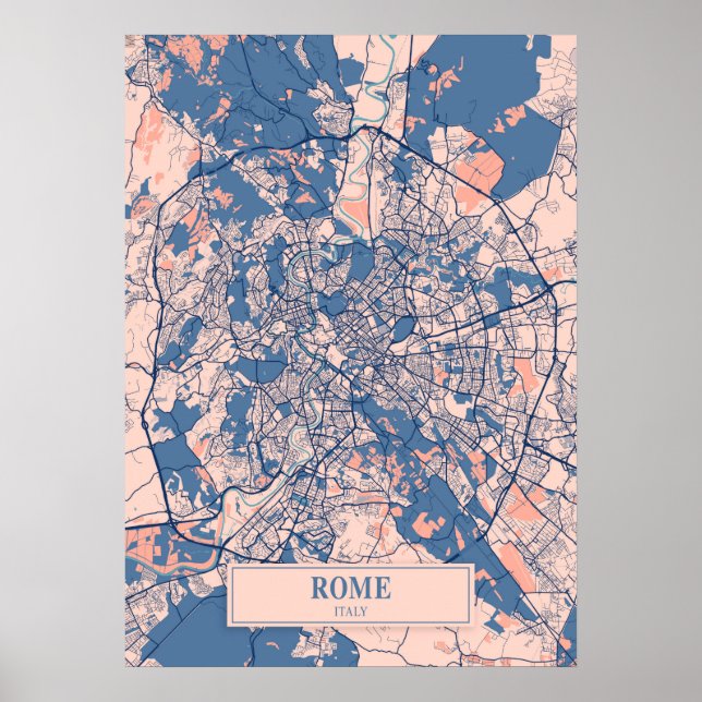 Rom - Italien - Breezy City Map Poster (Vorne)