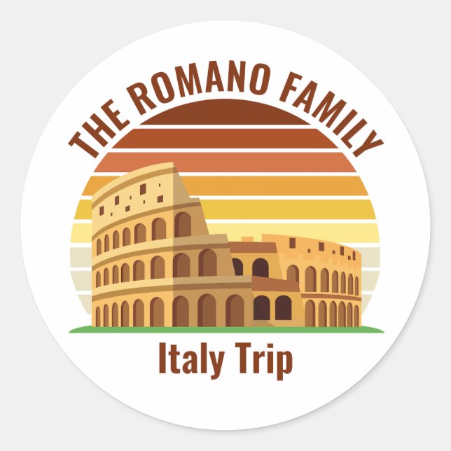 Rom Italien Familienreise Kolosseum Sunset Custom Runder Aufkleber (Vorderseite)