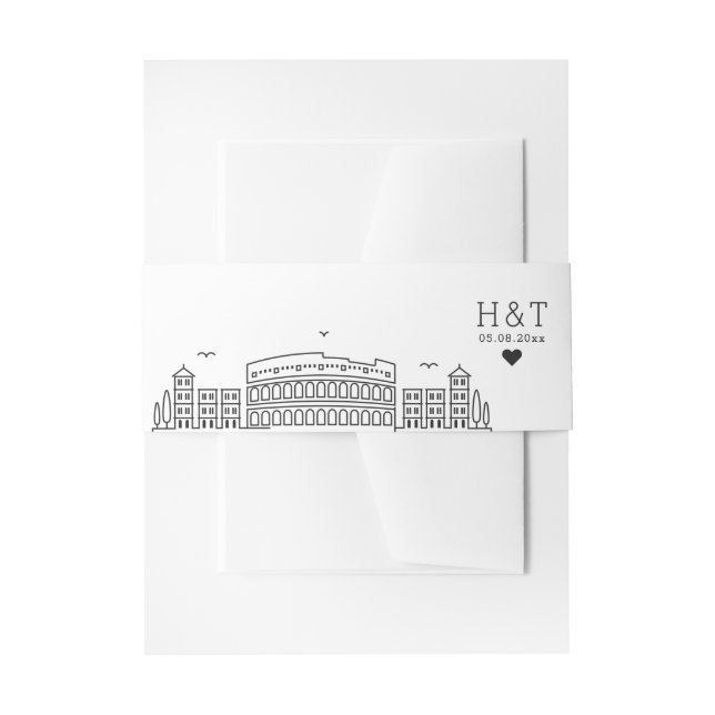 Rom-Italien-Hochzeit | Stilisierte Skyline Monogra Einladungsbanderole (Vorderseite Beispiel)