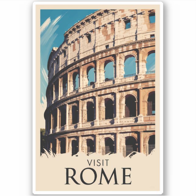 Rom Italien Kolloseum Illustration Reisen Kunst Aufkleber (Vorderseite)