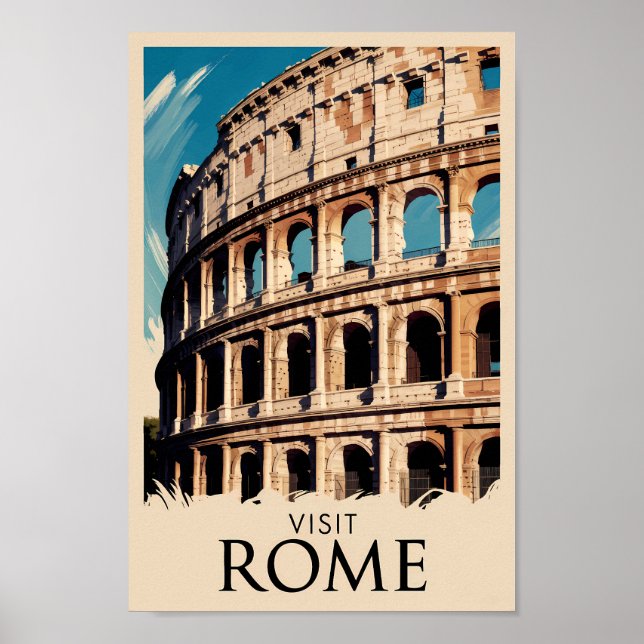 Rom Italien Kolloseum Illustration Reisen Kunst Poster (Vorne)