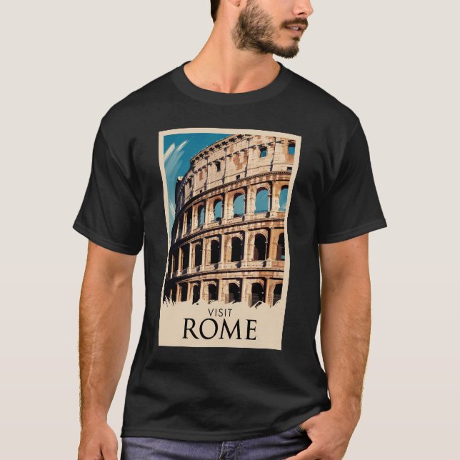 Rom Italien Kolloseum Illustration Reisen Kunst T-Shirt (Vorderseite)