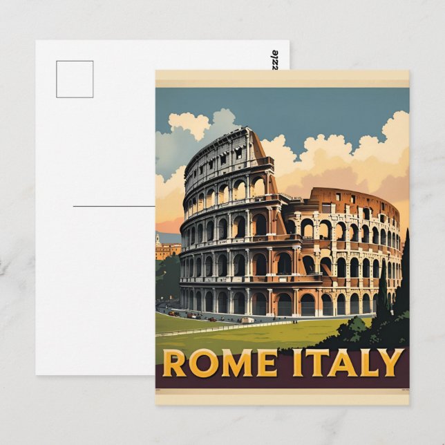 Rom Italien Kolloseum Vintage Postkarte (Vorne/Hinten)