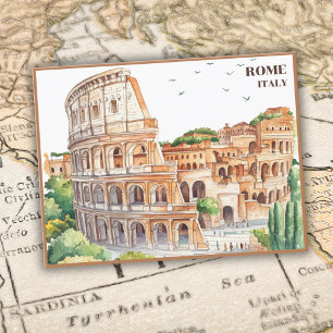 Rom Italien Kolosseum Cartoon für Kunst Postkarte