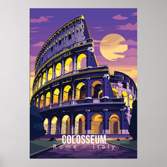 Rom - Italien, Kolosseum, Reisekunstposter Poster (Vorne)