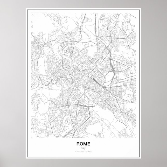 Rom, Italien, Minimalistisches Kartenplakat (Art.  Poster (Vorne)