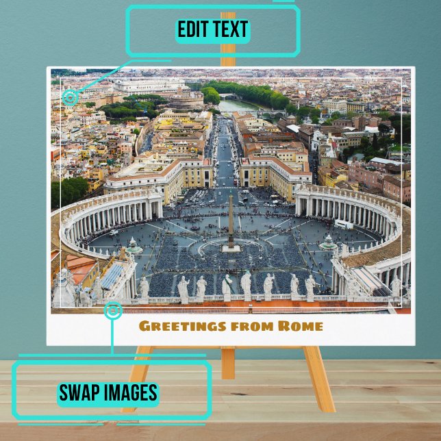 Rom Italien mit dem Vatikan Postkarte (Instead of buying postcards, use this template to customize text & share your own photo.)