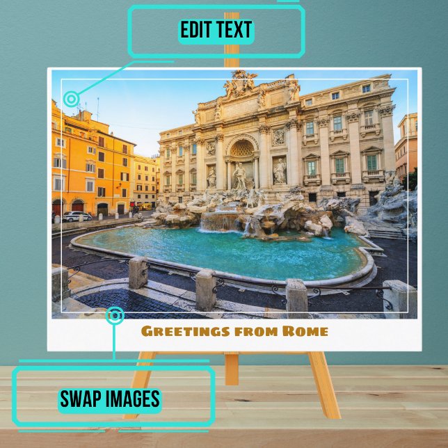 Rom Italien mit Trevi-Brunnen Postkarte (Instead of buying postcards, use this template to customize text & share your own photo.)