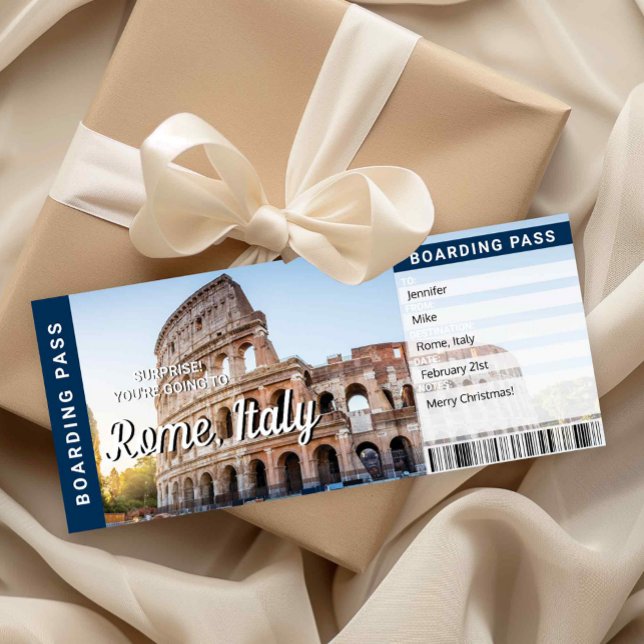 Rom Italien Reise Überraschung Boarding Pass Karte (Rome Italy Trip Surprise Boarding Pass Card)