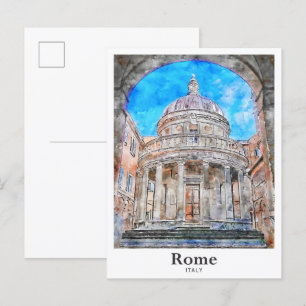 Rom Italien Reise Wasserfarbe Handgezeichnet Postkarte