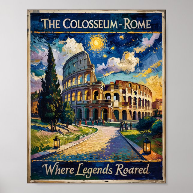 Rom Italien Reisen Kolosseum Starry Night Van Gogh Poster (Vorne)