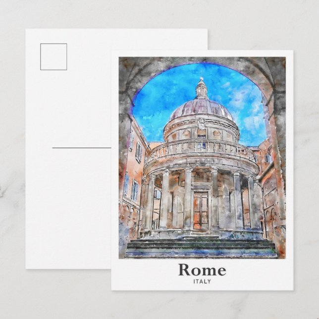 Rom Italien Reisen Wasserfarbenhandzeichnung Postkarte (Vorne/Hinten)