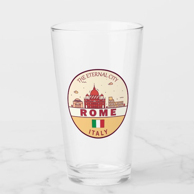 Rom-Italien-Skyline-Emblem Glas (Vorderseite)