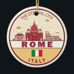 Rom-Italien-Skyline-Emblem Keramik Ornament<br><div class="desc">Rom minimalistisches, farbenfrohes Kunstdesign mit Denkmälern und Sehenswürdigkeiten der Stadt in Italien.</div>