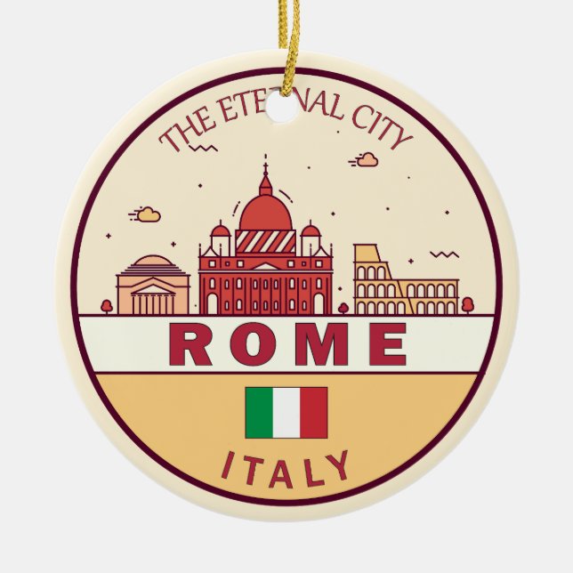 Rom-Italien-Skyline-Emblem Keramik Ornament (Vorne)