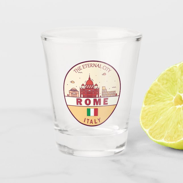Rom-Italien-Skyline-Emblem Schnapsglas (Vorderseite)