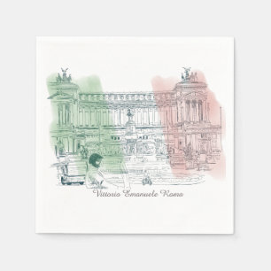 Rom Italien Victor Emmanuel Gebäude Pen und Ink Serviette