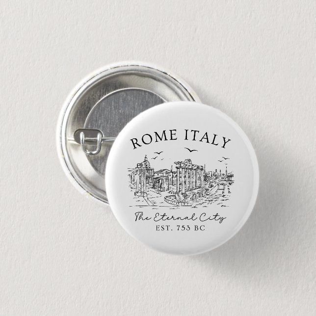 Rom Italien Vintage Button (Vorne & Hinten)