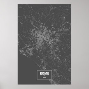 Rom, Italien (weiß auf schwarz) Poster