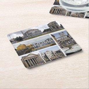 Rom ^ Kolosseum - Arch of Constantine - Pantheon Rechteckiger Pappuntersetzer