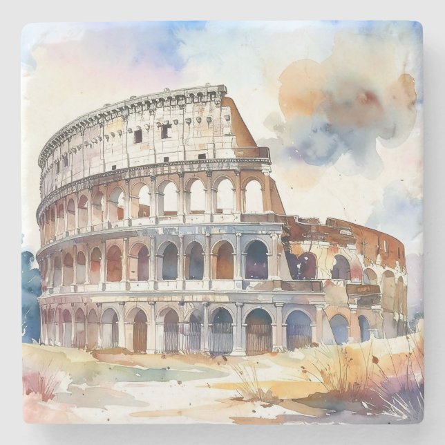 Rom Kolosseum, Italien, im Aquarellstil Steinuntersetzer (Vorderseite)
