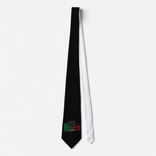 Rom Kolosseum Italienische Flagge Schwarze Krawatt Krawatte (Vorderseite)