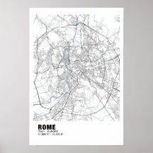 Rom Map Poster - Italien - Weiße Karte