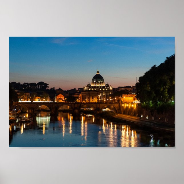 Rom mit Nachtplakat, St. Peter und Vatikanstadt Poster (Vorne)