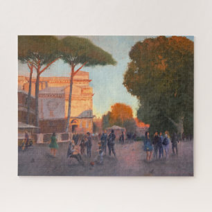 Rom Piazza im Abend mit hellen Malereien