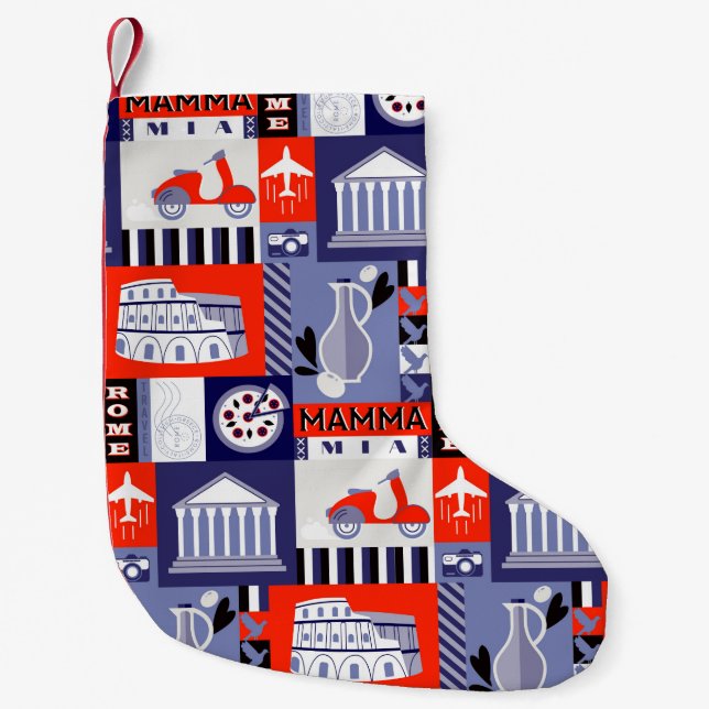 Rom Stadt nahtlos dekorative Muster Design. Trav Kleiner Weihnachtsstrumpf (Vorderseite)