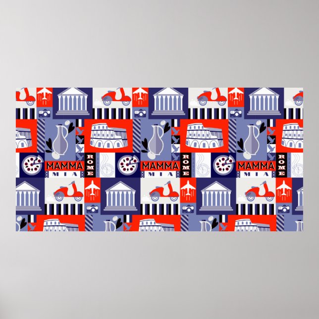 Rom Stadt nahtlos dekorative Muster Design. Trav Poster (Vorne)