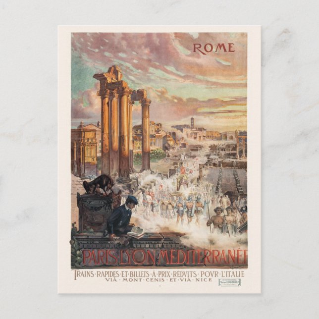 Rom Vintage Travel Poster 1906 Postkarte (Vorderseite)