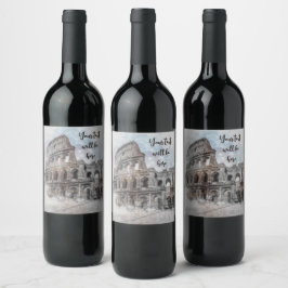 Rom Wasserfarbe Italien Weinkarte - Elegante, mass Weinetikett