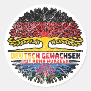 Roma Romani Deutsch Baum Wurzel Deutschland Runder Aufkleber