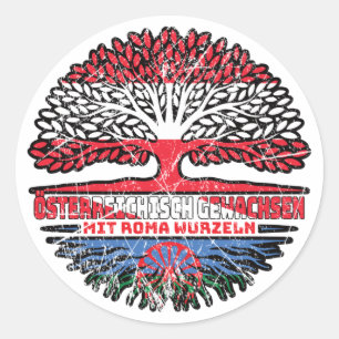 Roma Romani Österreichisch Baum Wurzel Runder Aufkleber