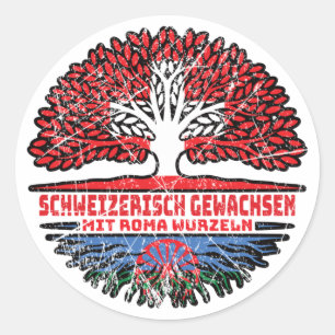 Roma Romani Schweizer Baum Wurzel Runder Aufkleber