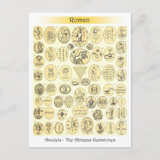 Roman Amulets - Gravuren von Abraxas Gemstones Postkarte (Vorderseite)